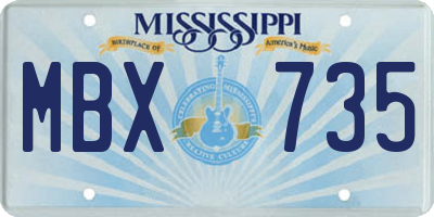MS license plate MBX735