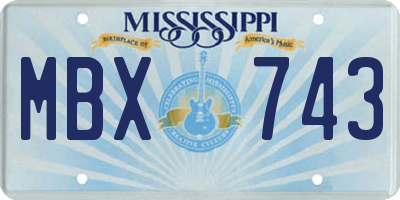 MS license plate MBX743