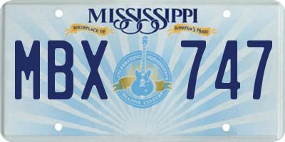 MS license plate MBX747