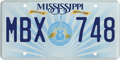 MS license plate MBX748