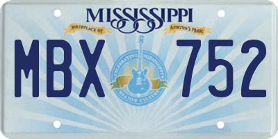MS license plate MBX752