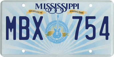 MS license plate MBX754