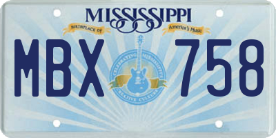 MS license plate MBX758