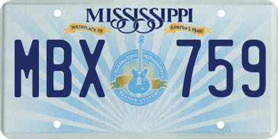 MS license plate MBX759