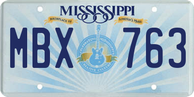 MS license plate MBX763