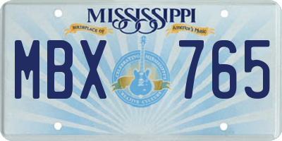 MS license plate MBX765