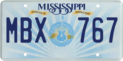 MS license plate MBX767