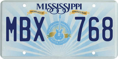 MS license plate MBX768