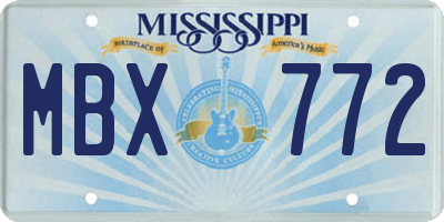 MS license plate MBX772
