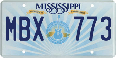 MS license plate MBX773