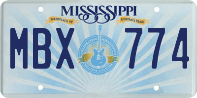 MS license plate MBX774