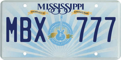 MS license plate MBX777