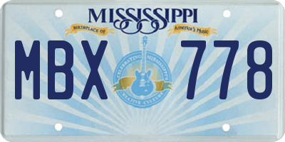 MS license plate MBX778