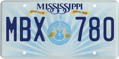 MS license plate MBX780