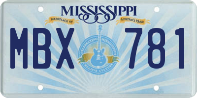 MS license plate MBX781
