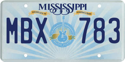 MS license plate MBX783