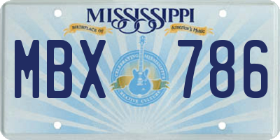 MS license plate MBX786