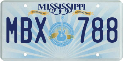 MS license plate MBX788