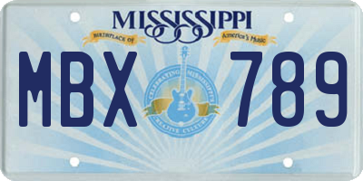 MS license plate MBX789
