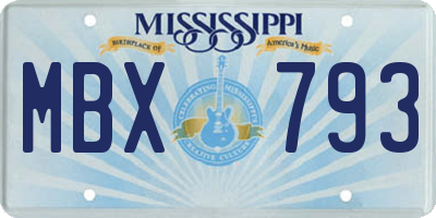 MS license plate MBX793