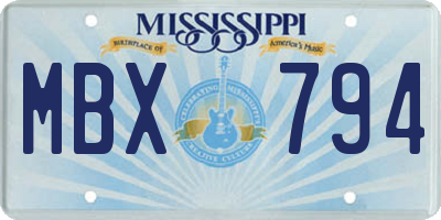 MS license plate MBX794