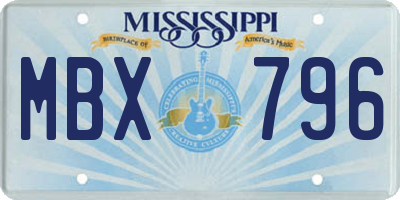 MS license plate MBX796