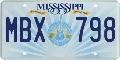 MS license plate MBX798