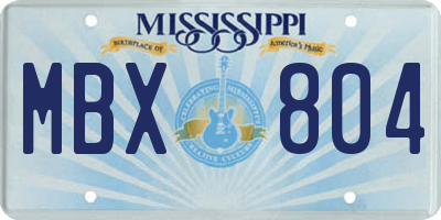 MS license plate MBX804