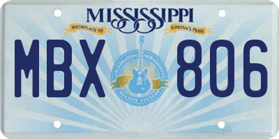 MS license plate MBX806