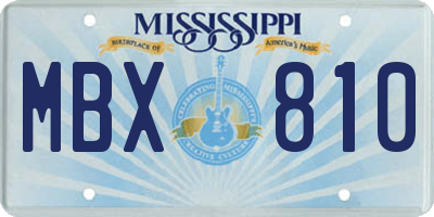 MS license plate MBX810