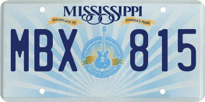 MS license plate MBX815