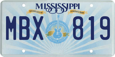 MS license plate MBX819