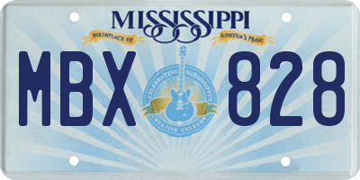 MS license plate MBX828