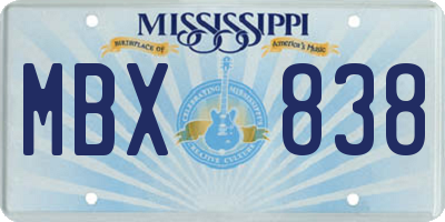 MS license plate MBX838