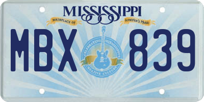 MS license plate MBX839