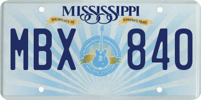 MS license plate MBX840