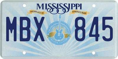 MS license plate MBX845