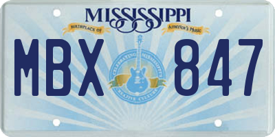 MS license plate MBX847
