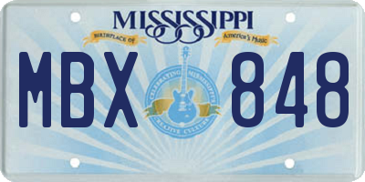MS license plate MBX848