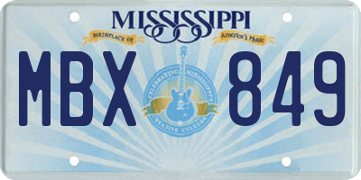 MS license plate MBX849