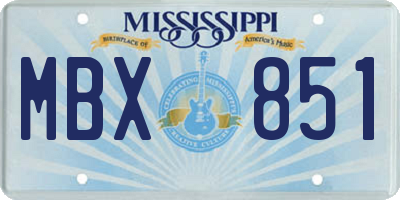MS license plate MBX851
