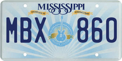 MS license plate MBX860