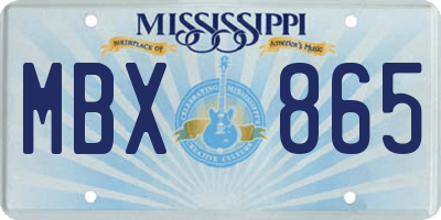 MS license plate MBX865