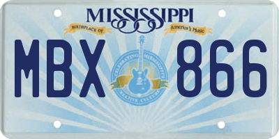 MS license plate MBX866