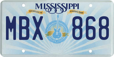 MS license plate MBX868