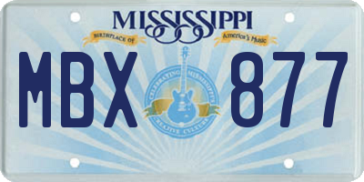 MS license plate MBX877