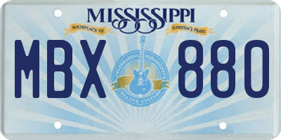 MS license plate MBX880