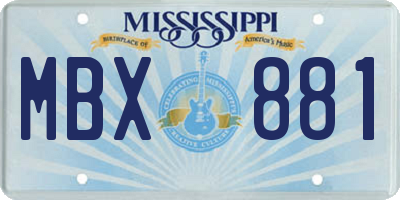 MS license plate MBX881