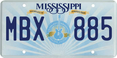 MS license plate MBX885