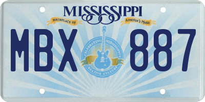 MS license plate MBX887